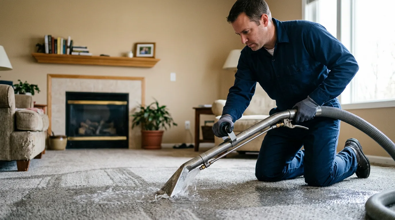 Water damage restoration technician working near Turin, GA